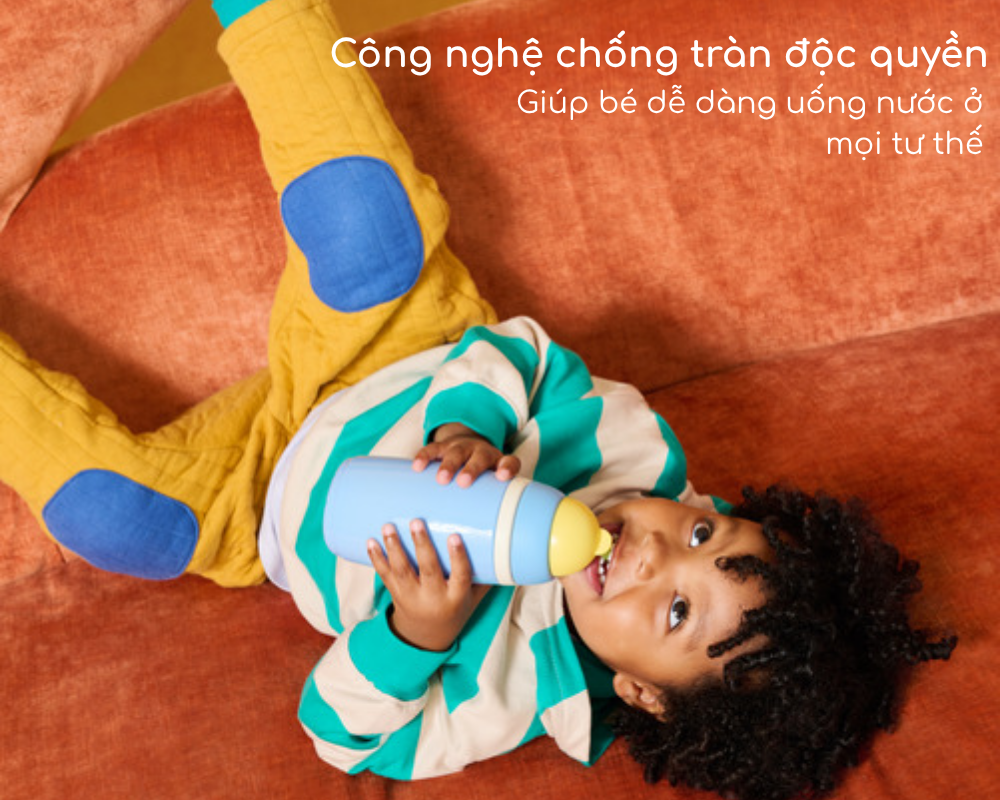 Bình uống nước giữ nhiệt có ống hút chống tràn, chống sặc Tommee Tippee ACTIVE STRAW, 266ml, cho bé từ 12 tháng – Xanh