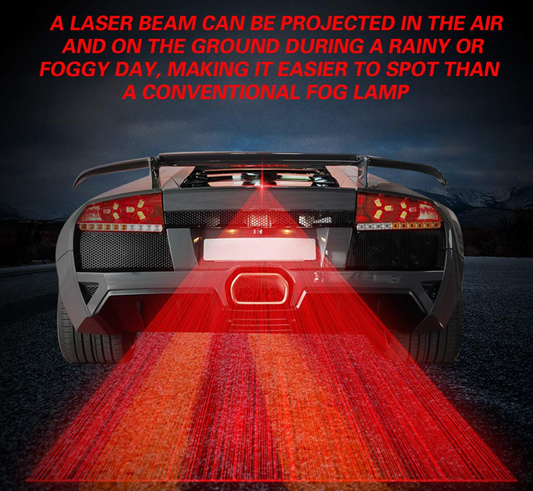 Car Auto LED Laser Fog Light Vehicle Anti-Collision Taillight Brake Warning Lamp