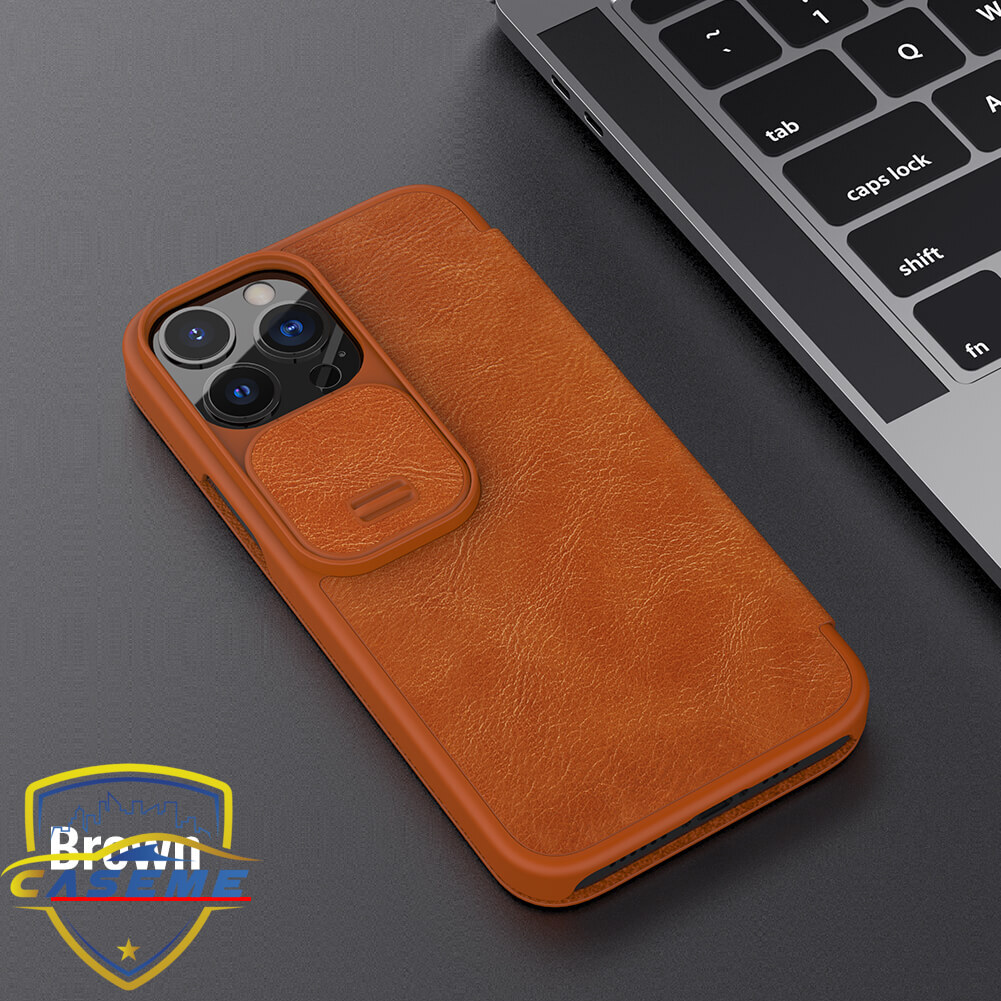 Bao da dành cho iPhone 13 Pro Max hàng chính hãng Nillkin QIN có nắp trượt bảo vệ camera