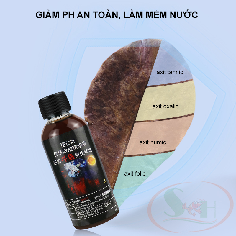 Dung dịch nước đen lá bàng cô đặc black water xử lý bệnh dưỡng cá tép giảm stress