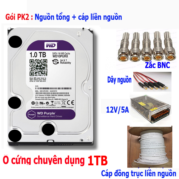 Trọn Bộ Camera HIKVISION 2.0MP - Full HD 1080P - Đủ Bộ 4 mắt 2.0MP, Đầu ghi vỏ Kim loại, Hdd 1TB & Phụ kiện lắp đặt - Hàng chính hãng