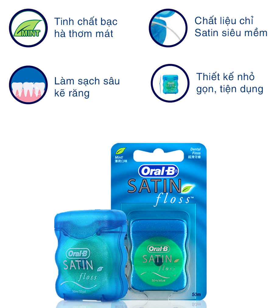 Combo Vỉ 3 Bàn Chải Đánh Răng Oral-B 7 Tác Động (Mua 2 Tặng 1) + 1 Chỉ Nha Khoa Oral-B Satin Cho Nướu Nhạy Cảm (50m)