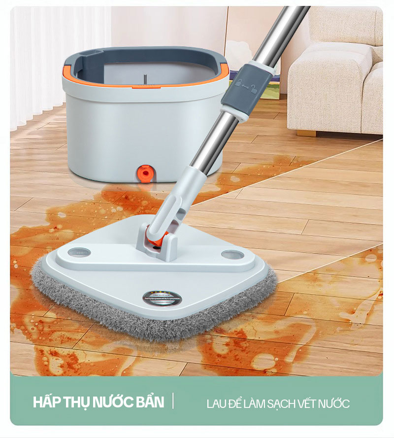 Bộ Cây Lau Nhà Tách Nước Bẩn KITIMOP N08 PRO, Thùng Lau Nhà Tự Vắt Thông Minh, Chổi Lau Nhà 360 Độ, Lau Sàn Làm Sạch