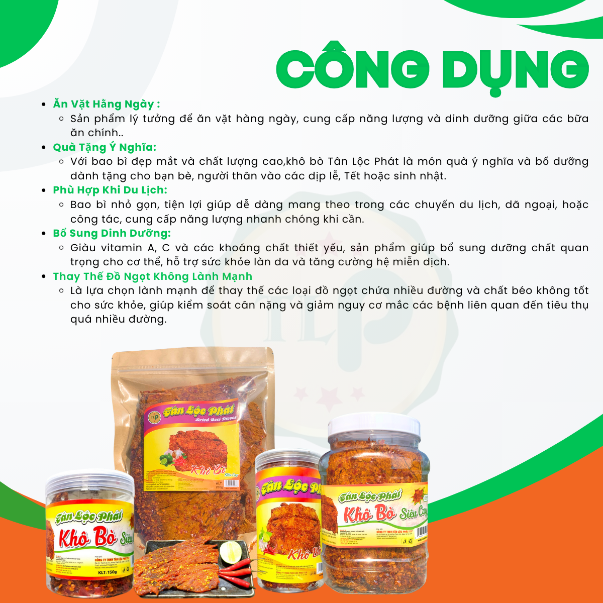KHÔ BÒ MIẾNG SIÊU CAY TÂN LỘC PHÁT 1KG - COMBO 2 BỊCH 500G