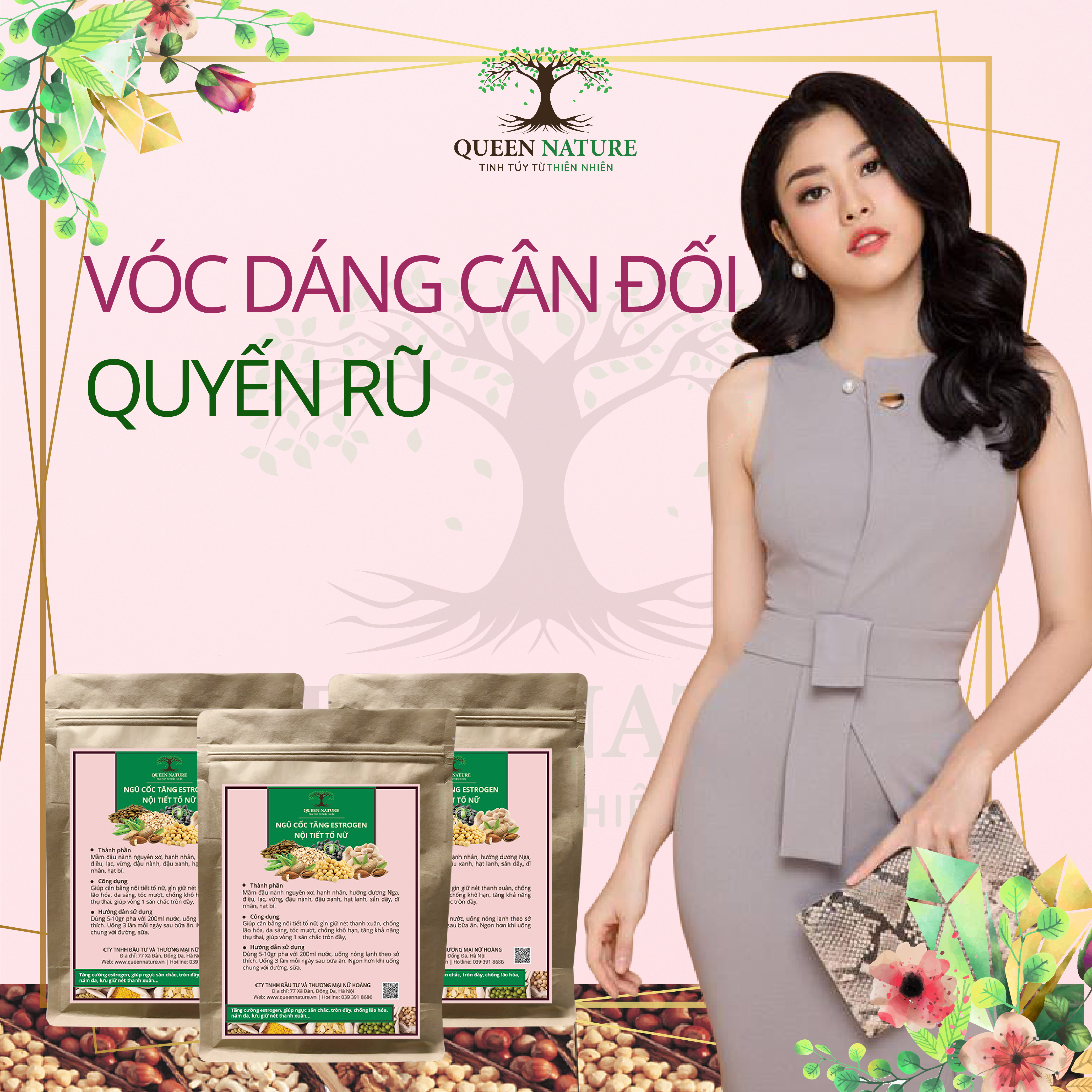 ngũ cốc tăng estrogen nội tiết tố nữ queen nature 800gr 2