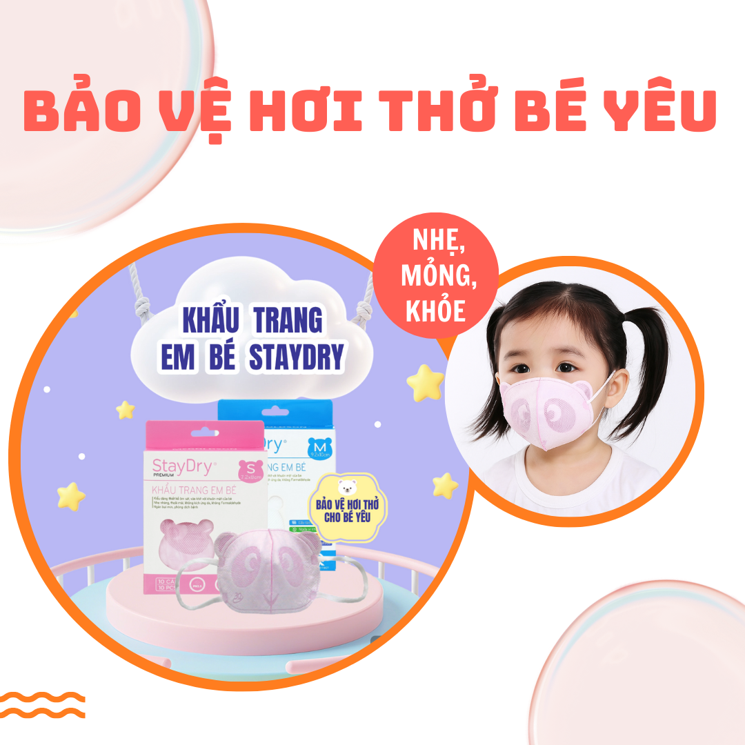 Khẩu trang trẻ em Gấu trúc StayDry