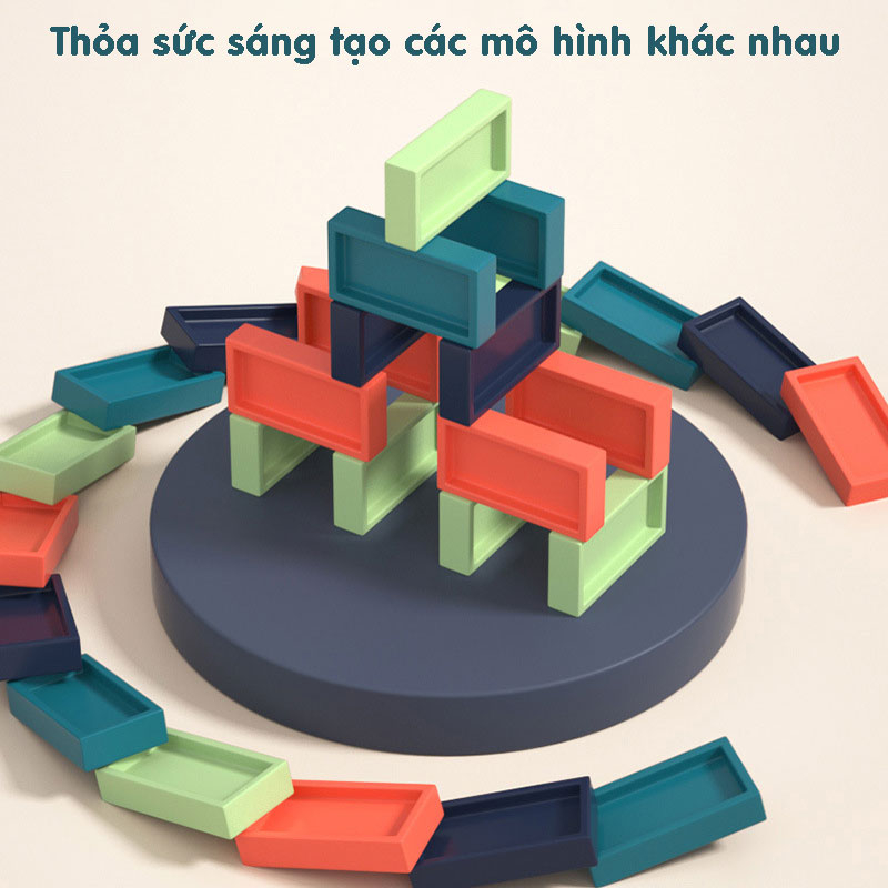 Đồ Chơi Đoàn Tàu Thả Domino Có Đèn Cho Bé Xếp Hình Lắp Ráp Giải Trí Giúp Bé Tăng Trí Thông Minh Rèn Luyện Tư Duy PaKaSa - Chính Hãng