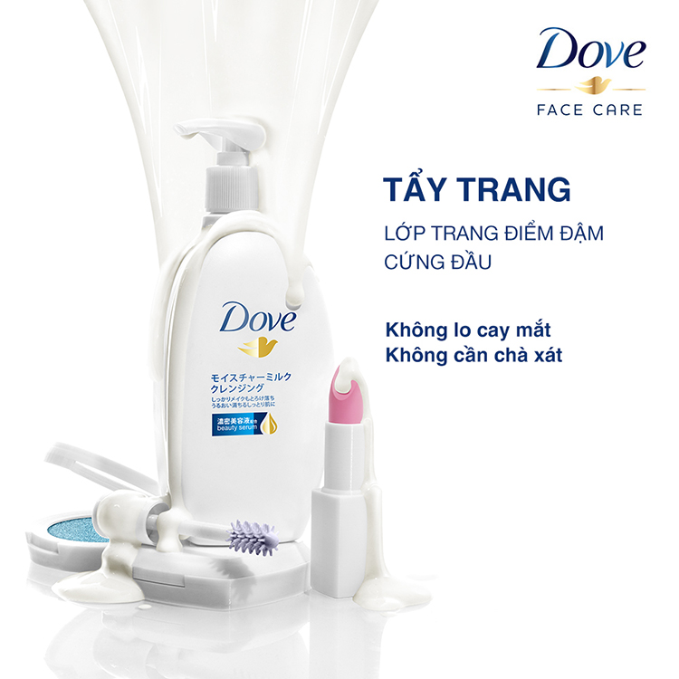 Sữa Tẩy Trang Dove Tinh Chất - Serum Làm Sạch Lớp Trang Điểm Lâu Trôi 195ml