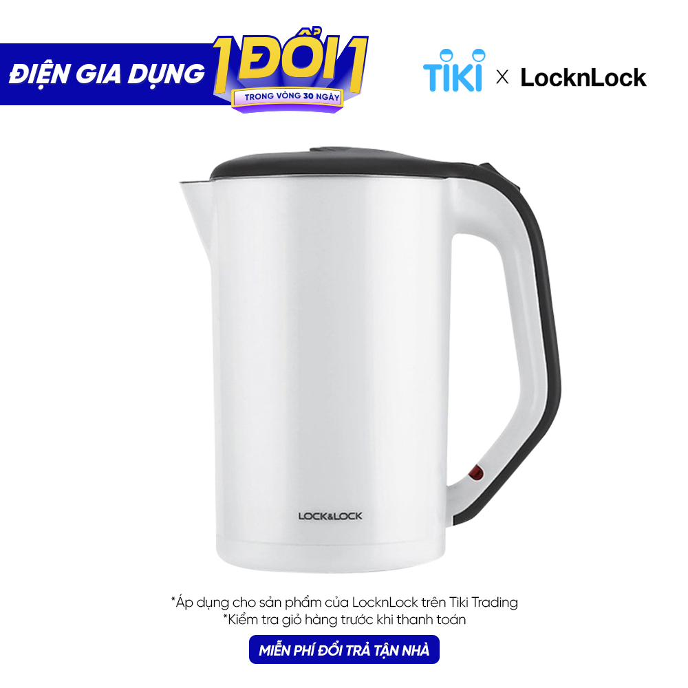 Bình Đun Siêu Tốc 2 lớp Lock&Lock EJK738WHT 1.7 Lít – Trắng – Hàng chính hãng