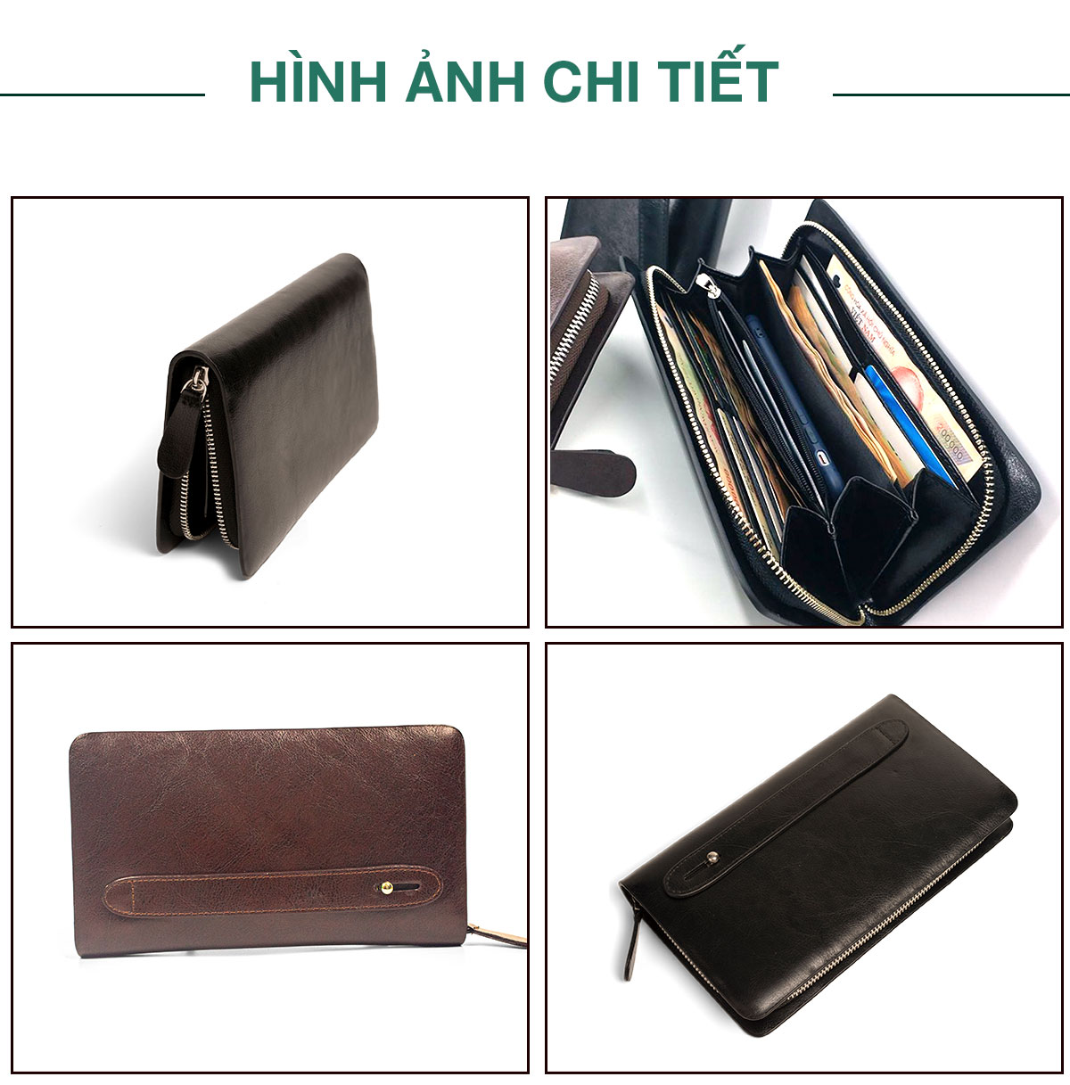 Ví dài cầm tay da bò Mill cao cấp Bụi Leather C104 - Bảo hành 12 tháng