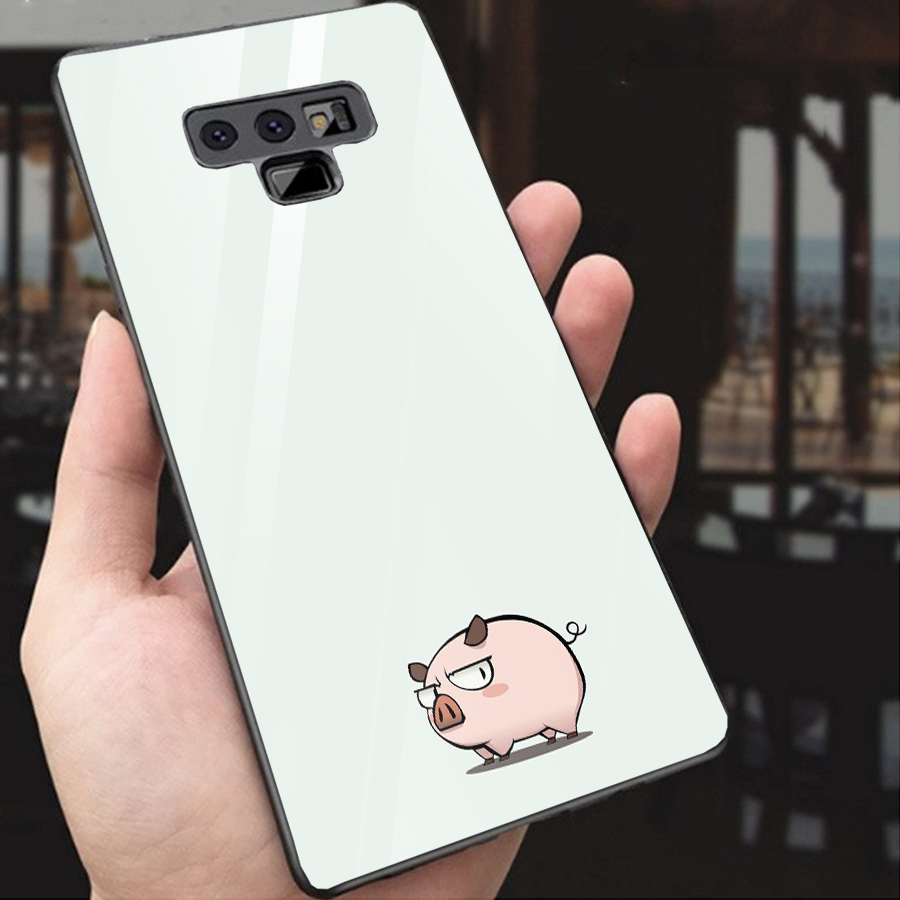 Ốp kính cường lực dành cho điện thoại Samsung Galaxy Note 9 - heo hồng - hh008