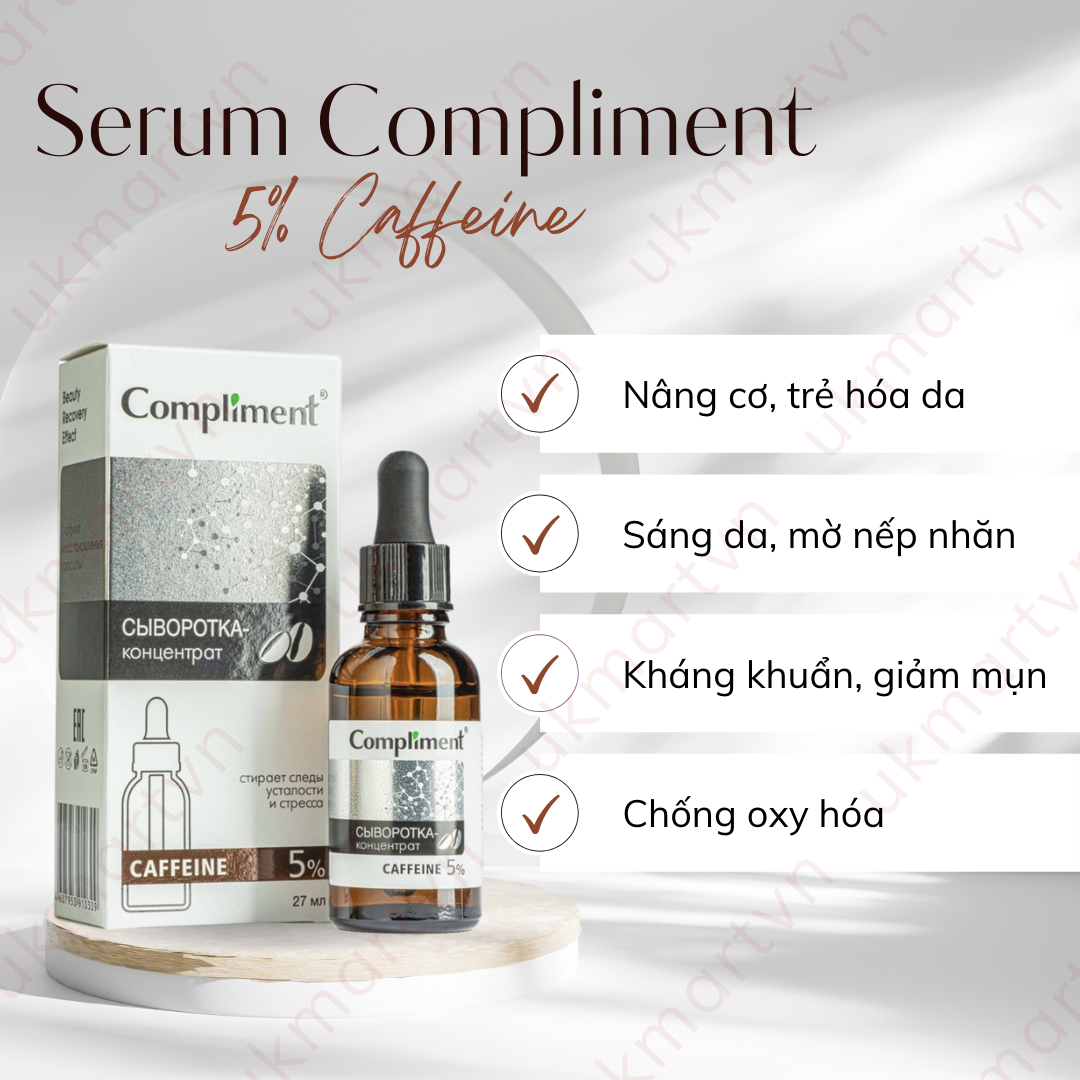 Serum Compliment 2% BHA Salicylic Acid Hyaluronic Acid B5 5% Vitamin C 20% Làm Sạch Da, Giảm Mụn Trắng Da Căng Bóng 27ml