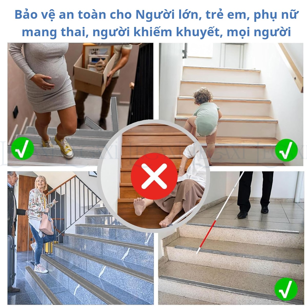 Miếng dán cầu thang bậc thềm chống trượt hình chữ L bám dính chống thấm nước ma sát lớn Legaxi