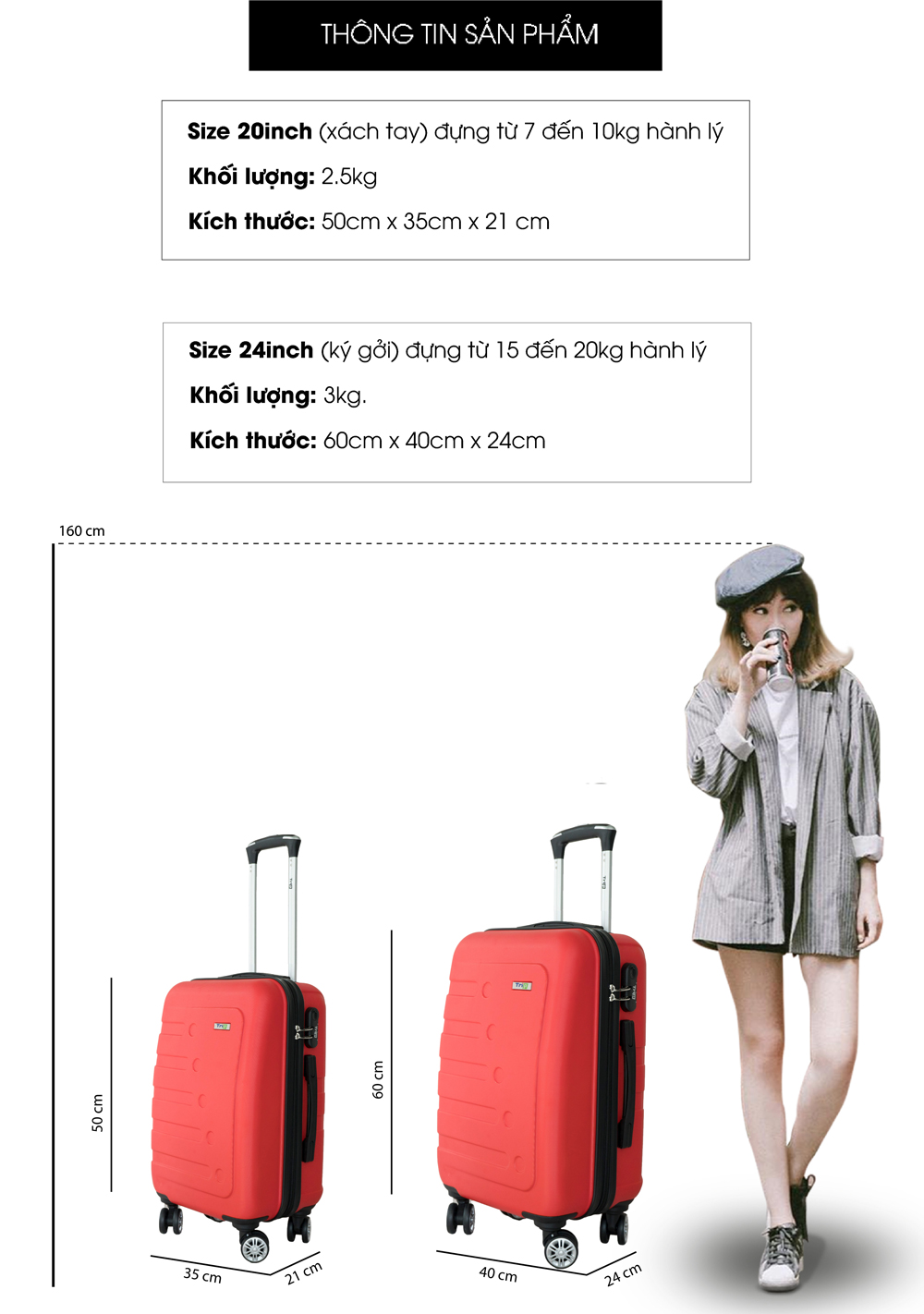 Vali TRIP P16 - Xanh Bạc