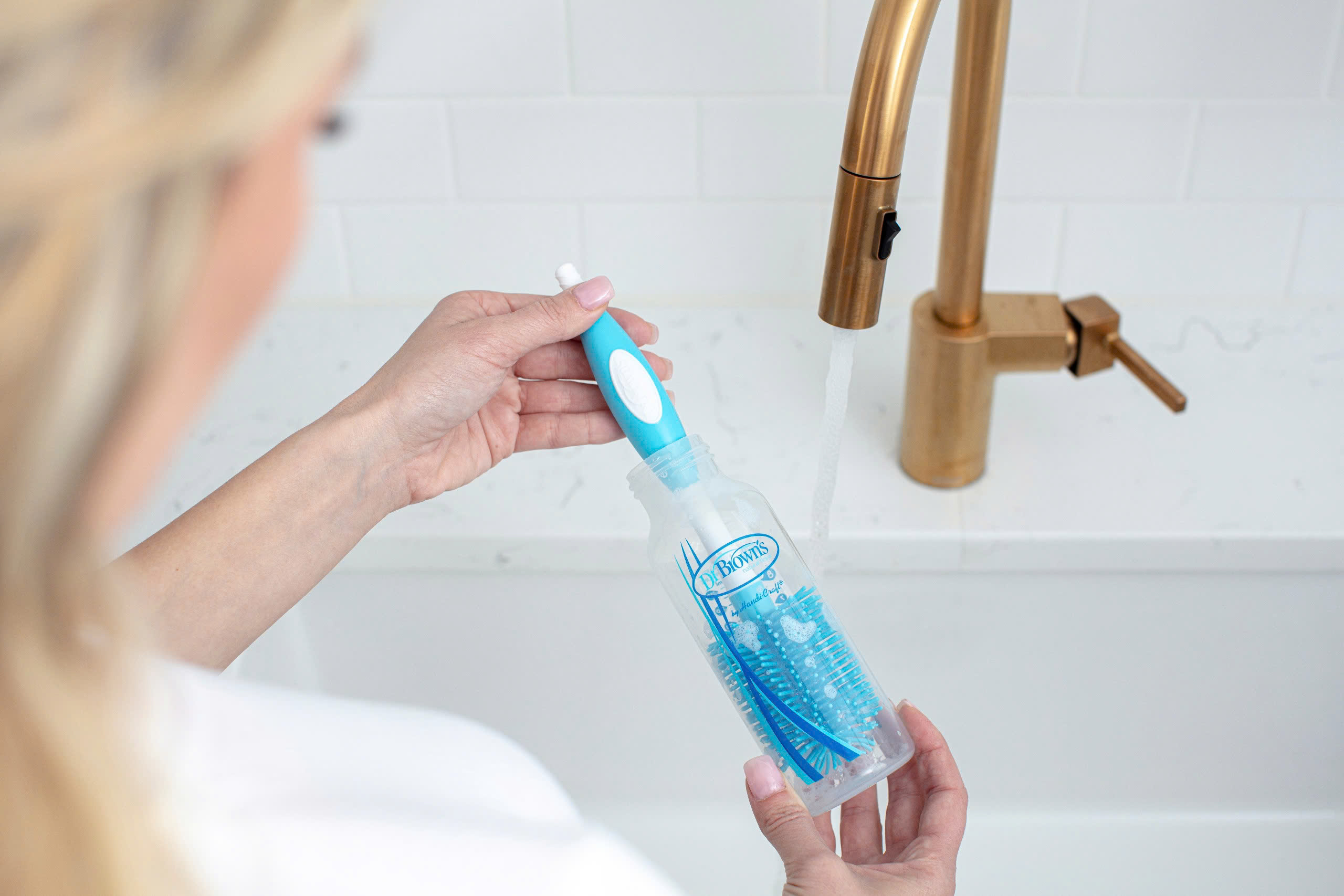 [ AC055 ] Cọ rửa bình sữa cổ thường và cổ rộng, chất liệu silicone - Dr.Brown's