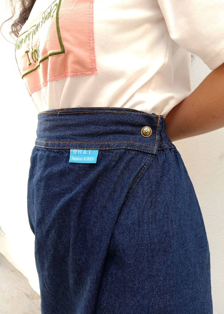 Váy chống nắng xẻ tà (Váy quần) vải JEAN Thêu Chuồn chuồn