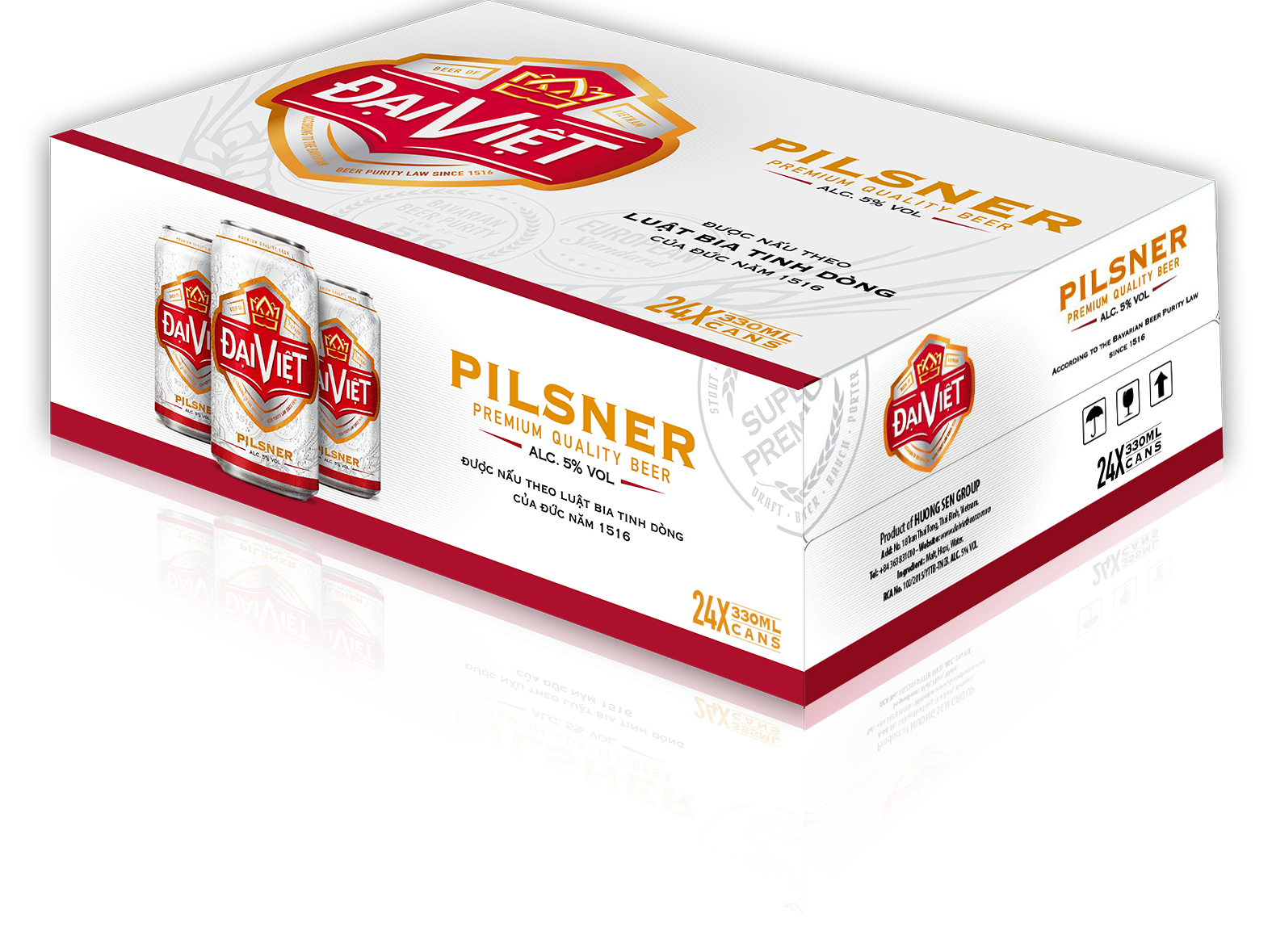 [Thùng (24) lon 330ml] Bia Pilsner Đại Việt, Bia vàng sản xuất theo luật bia tinh dòng của Bia Đức, không hóa chất, đậm vị đúng gu 1