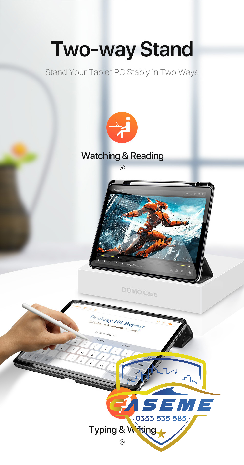 [iPad Air 6 M2] Bao Da Chính Hãng Dux Ducis Domo Kèm Khay Đựng Bút Dành Cho iPad Air 6 M2 -11 inch 2024. iPad Air 6 M2 - 13 inch 2024 - Hàng Nhập Khẩu 