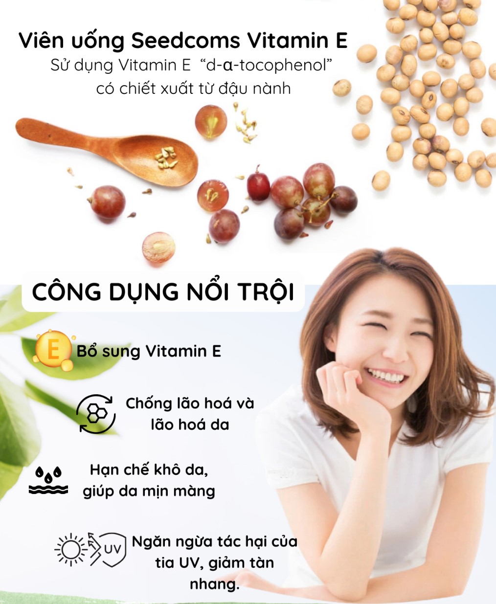 Combo Viên Uống Bổ Sung Vitamin C, E, D, B Vitamin Tổng Hợp Và Khoáng Chất Seedcoms Nhật Bản