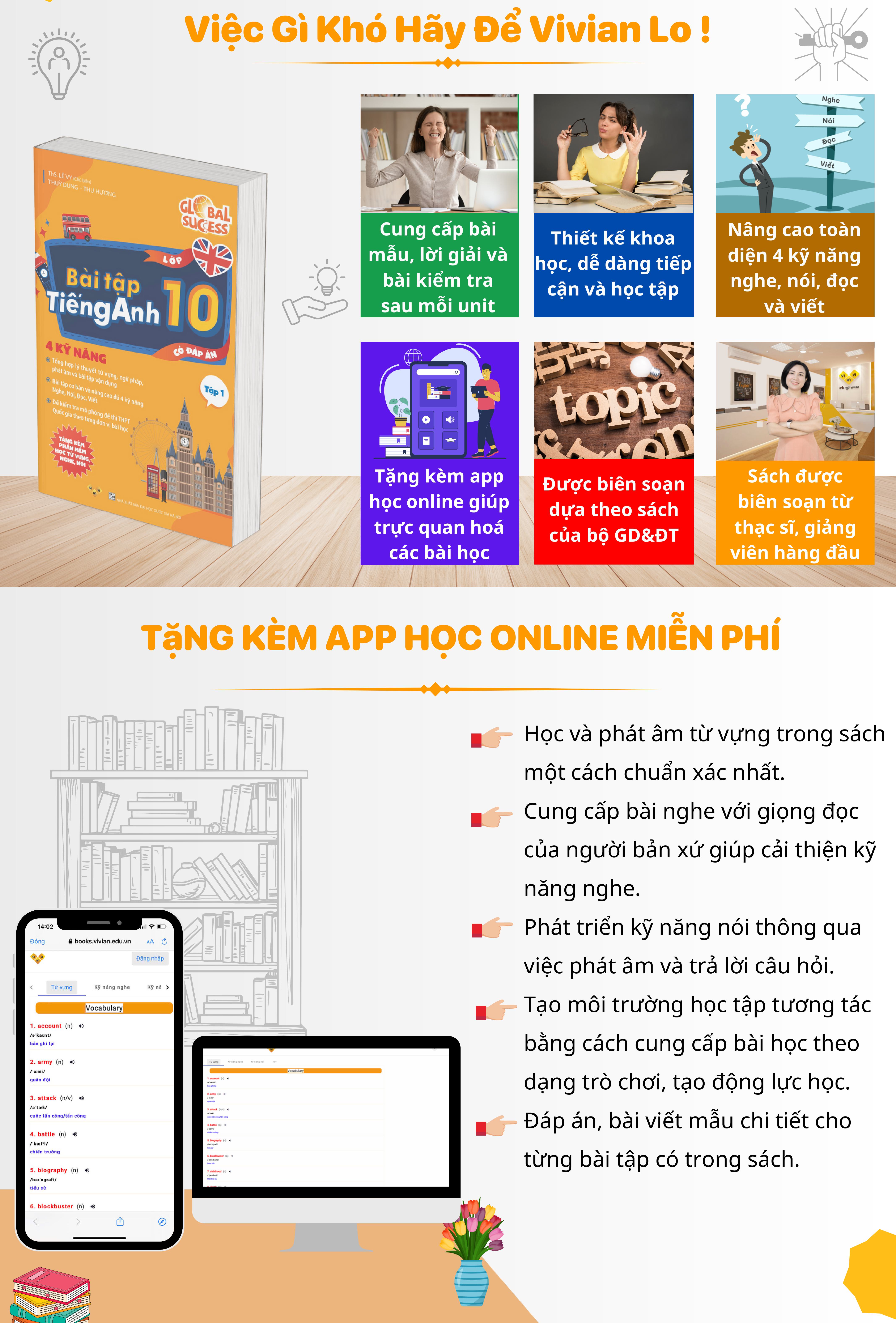Sách Bài tập tiếng Anh lớp 10 Global Success, 4 kỹ năng (Có đáp án) – Tập 1 – ThS Lê Vy Vivian