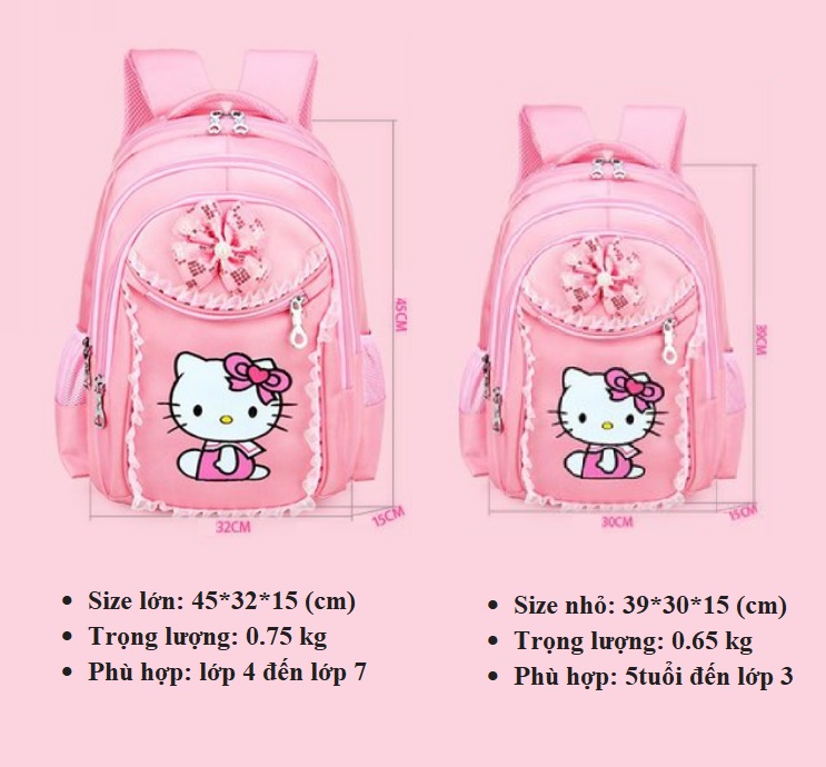 Bộ balo túi đeo, hộp bút siêu nhẹ xinh yêu cho bé gái 