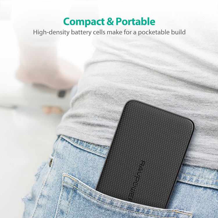 Pin Sạc Dự Phòng RAVPower 5000mAh RP-PB098 Tích Hợp Cáp Lightning Cho iPhone Chuẩn MFi - Hàng Chính Hãng - Xám