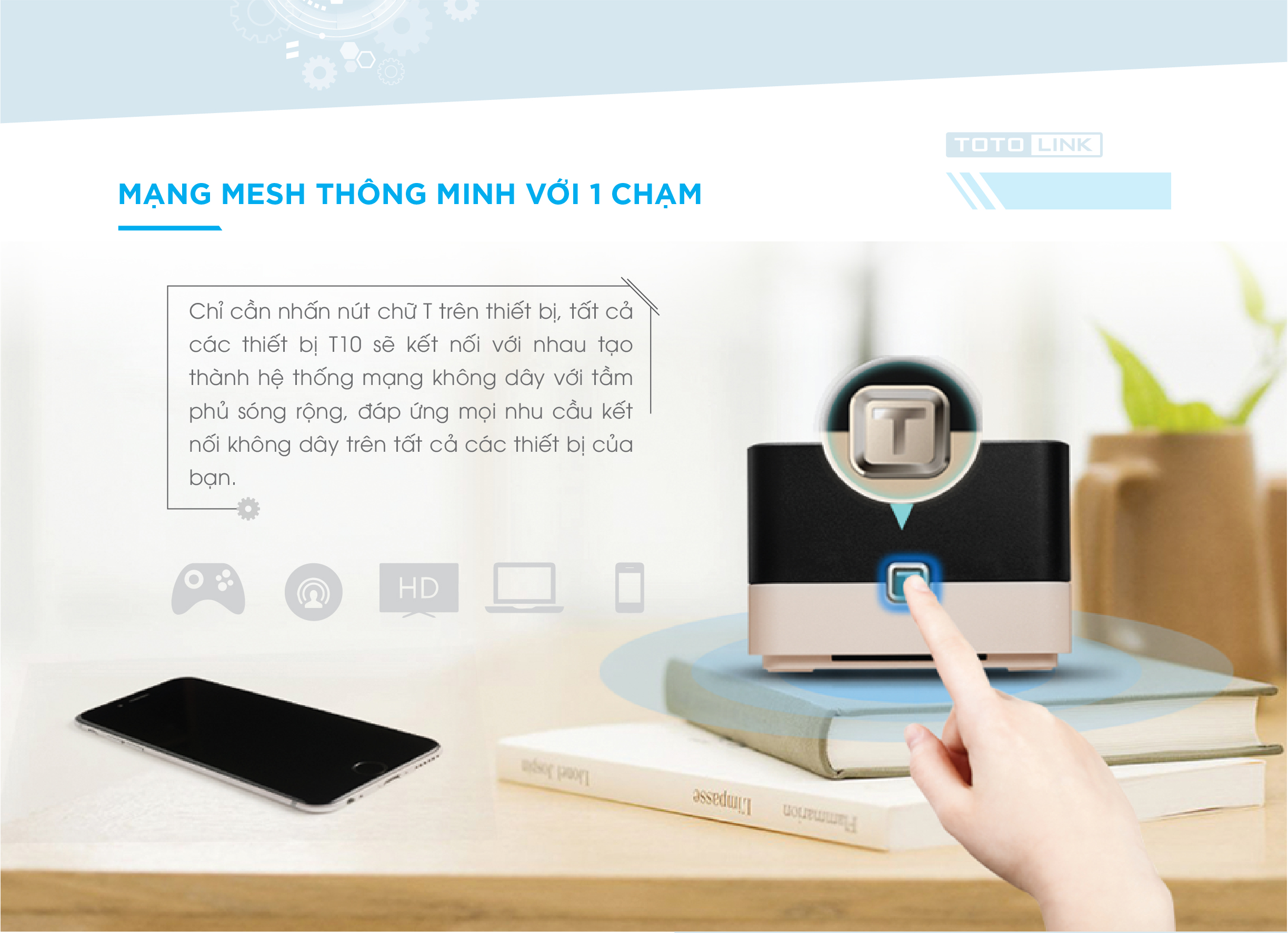 Bộ Phát Wi-Fi Dạng Lưới - Công Nghệ Mesh TOTOLINK T10 - AC1200 - Hàng Chính Hãng