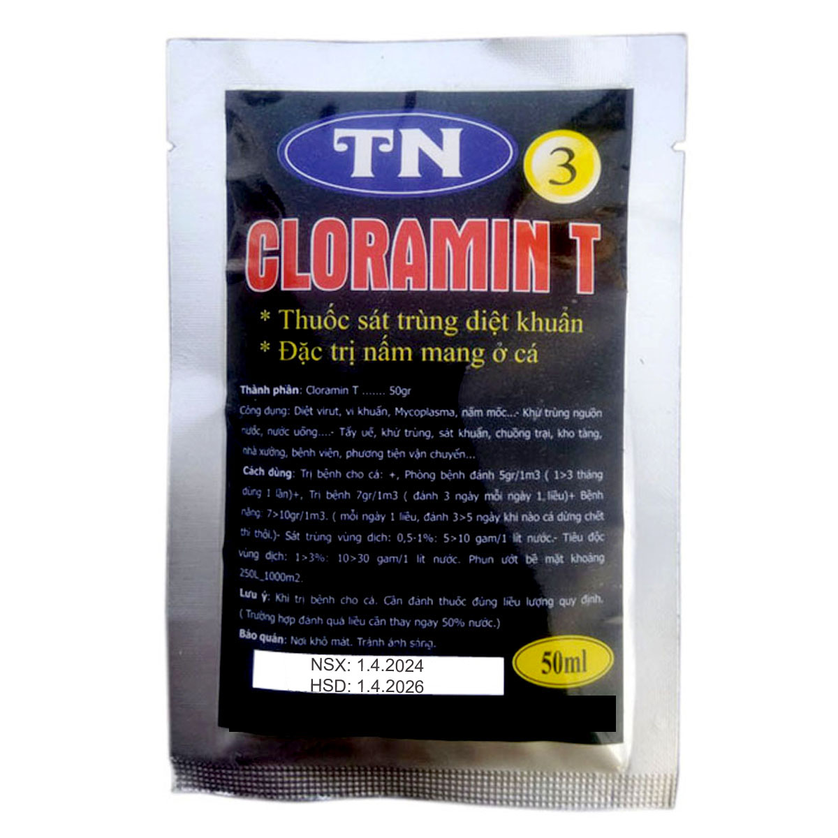 Cloramin T diệt khuẩn & trị nấm mang ở cá 50ml TN3