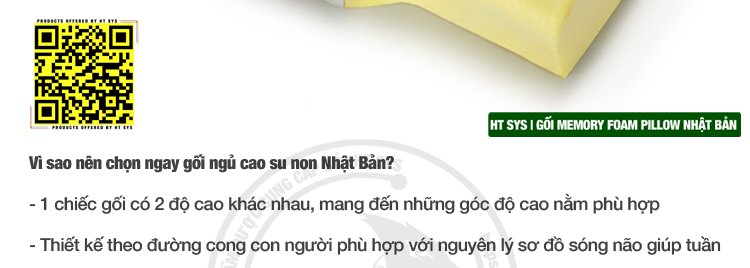 Gối ngủ cao su non HT SYS - Gối cao su non Memory Foam Nhật Bản - Gối giúp ngủ nhanh , chống mỏi vai gáy - Hàng Chính Hãng