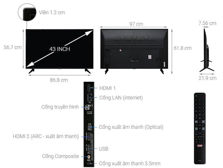 Smart Tivi TCL 4K 43 inch L43P65-UF - Hàng Chính Hãng