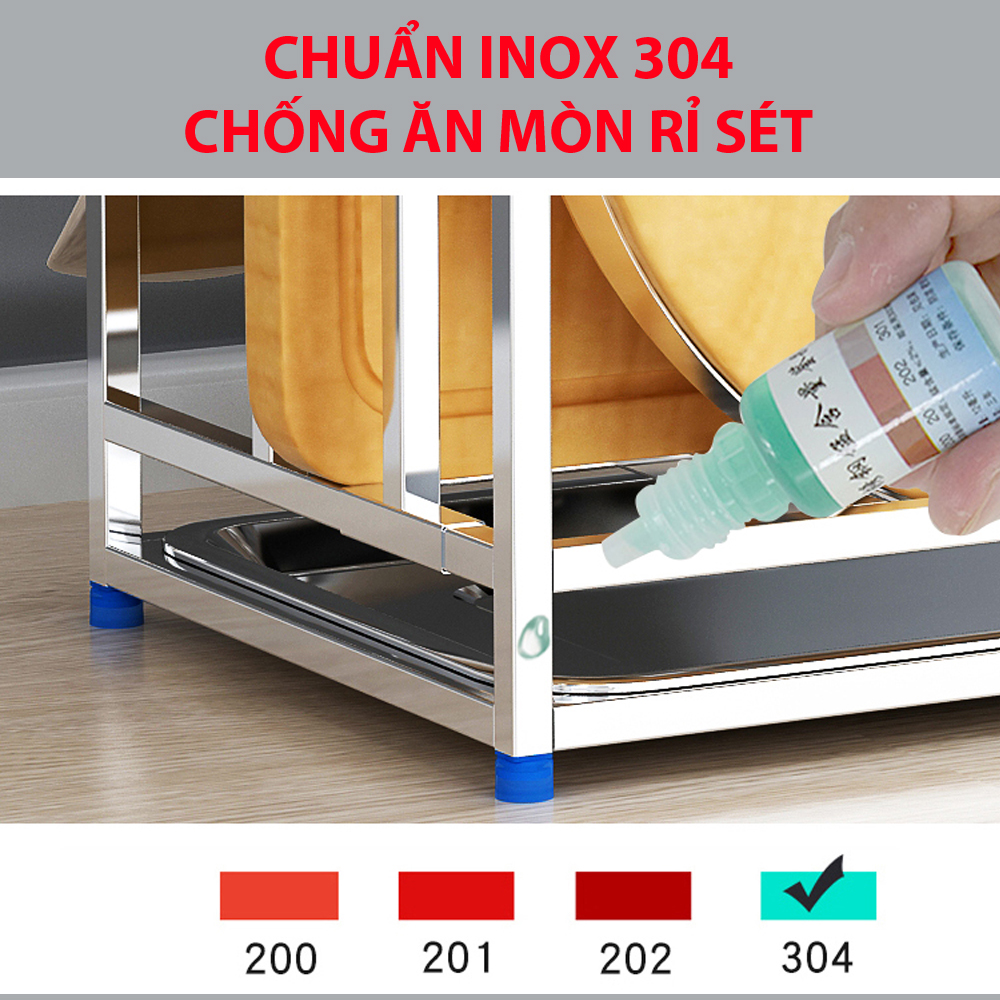 kệ cài dao thớt inox 304 kèm ống đũa