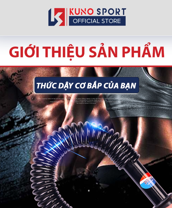 Gậy Tập Cơ Tay Lò Xo Kháng Lực KUNO SPORT, Thanh Lò Xo Power Lực Từ 20KG Đến 60KG