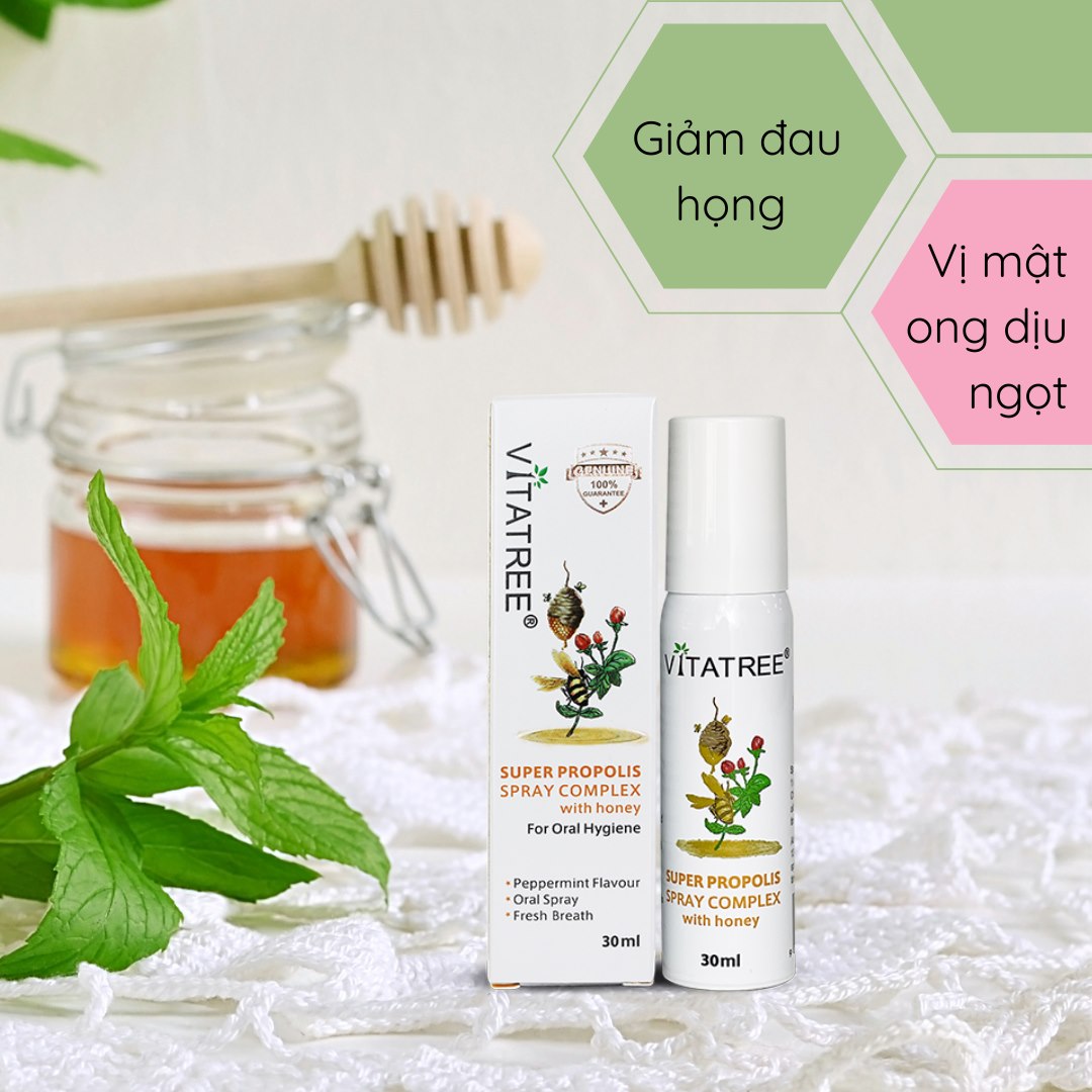 Xịt họng Keo Ong Vitatree Super Propolis Spray Complex with Honey 30ml