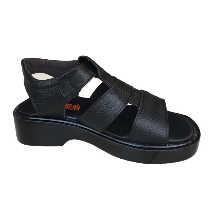 Giày sandal nam Trường Hải da bò thật mềm mại cao 5cm  màu đen đế PU siêu nhẹ không trơn trượt  chắc chắn  HÌNH ẢNH THẬT SD791