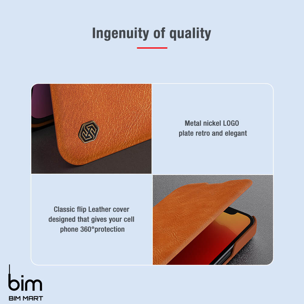 Bao da dành cho iPhone 13 Pro hàng chính hãng Nillkin QIN có nắp trượt bảo vệ camera