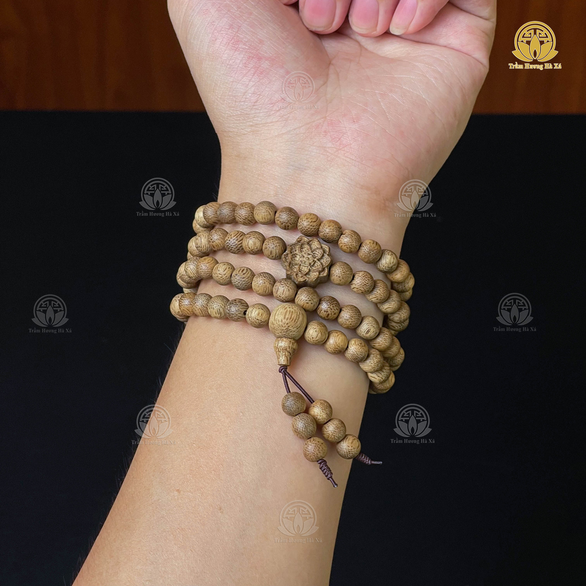 Vòng tay trầm hương chuỗi 108 hạt mix charm tốc đeo tay nam nữ Trầm Hương Hà Xá