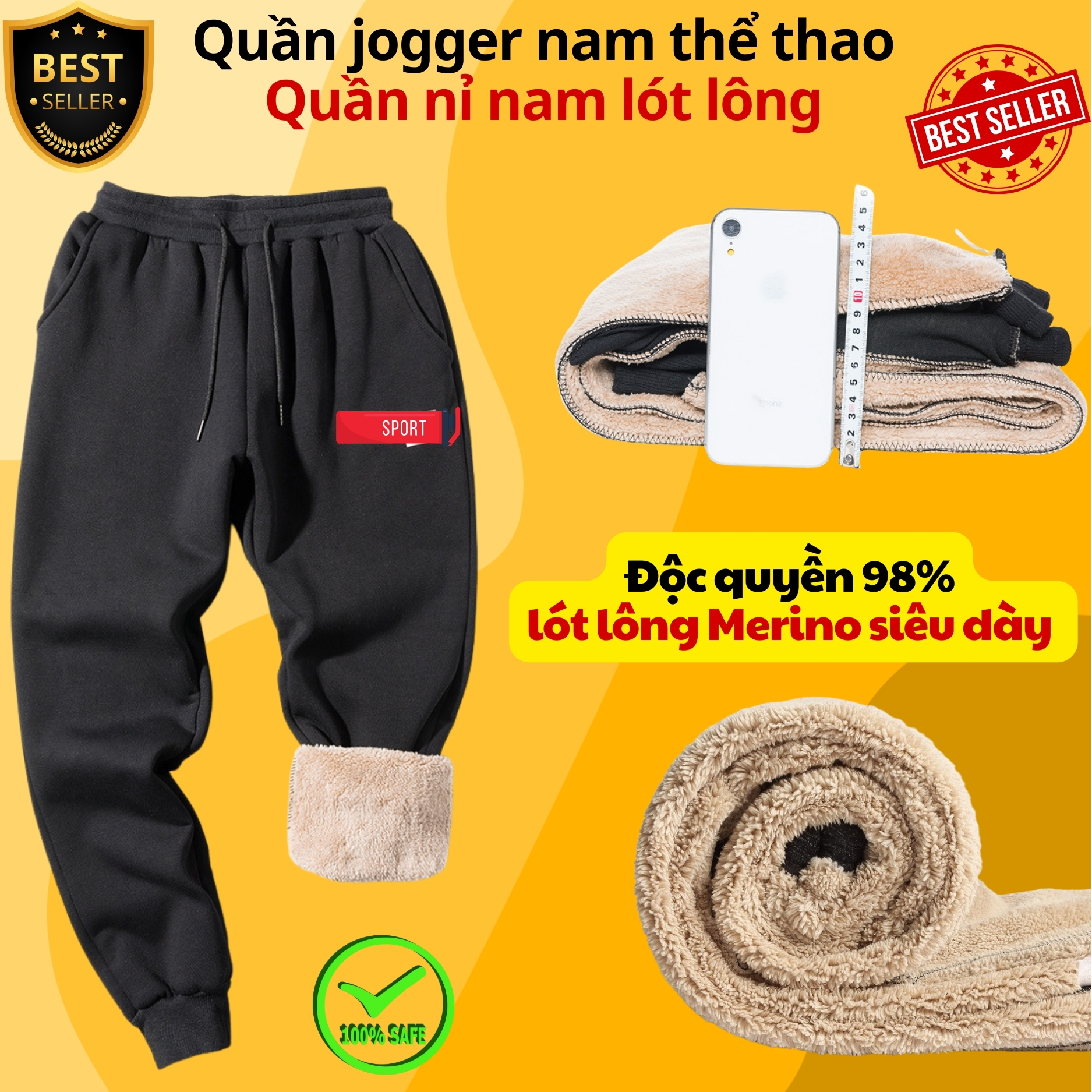 Quần nỉ Jogger thể thao nam hàng Quảng Châu cao cấp - Quần nỉ nam nót lông cừu siêu ấm - Hàng chính hãng D Danido