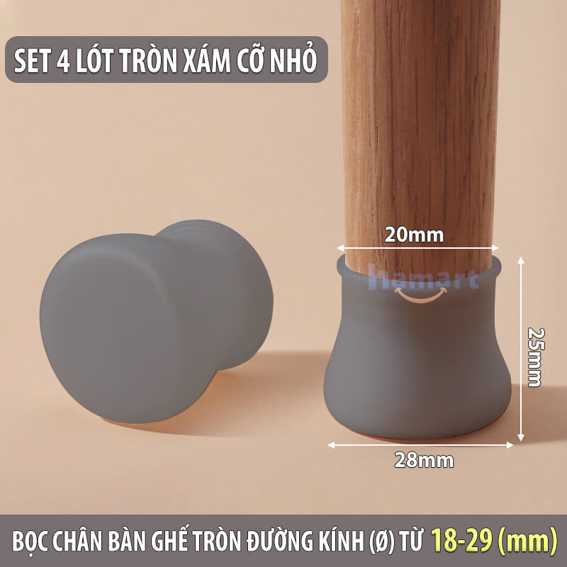 COMBO 4 Miếng Lót Chân Bàn Ghế Silicone Bọc Chân Bàn Ghế Vuông & Tròn Tiện Lợi