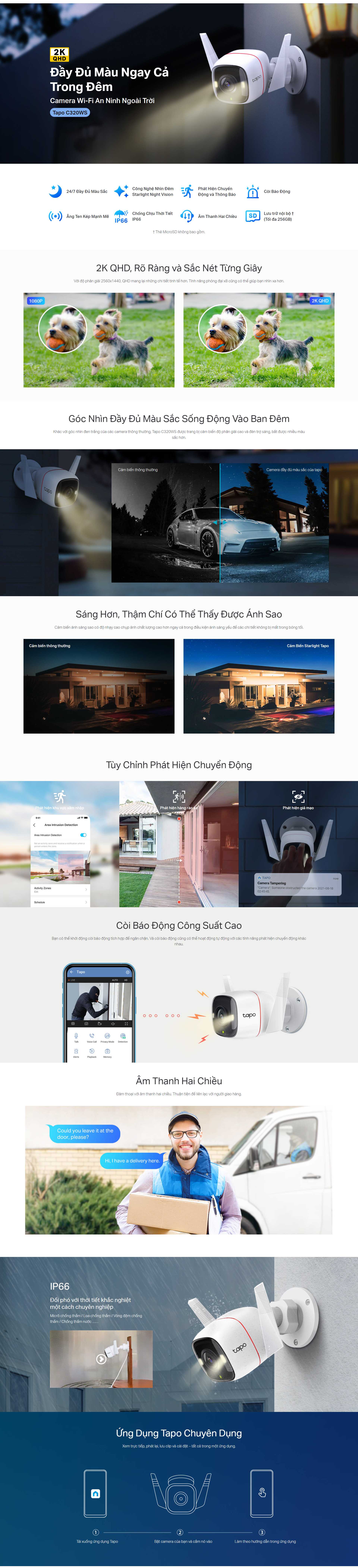 Camera WiFi Ngoài Trời TP-Link Tapo C320WS Độ Phân Giải 2K QHD - Hàng Chính Hãng