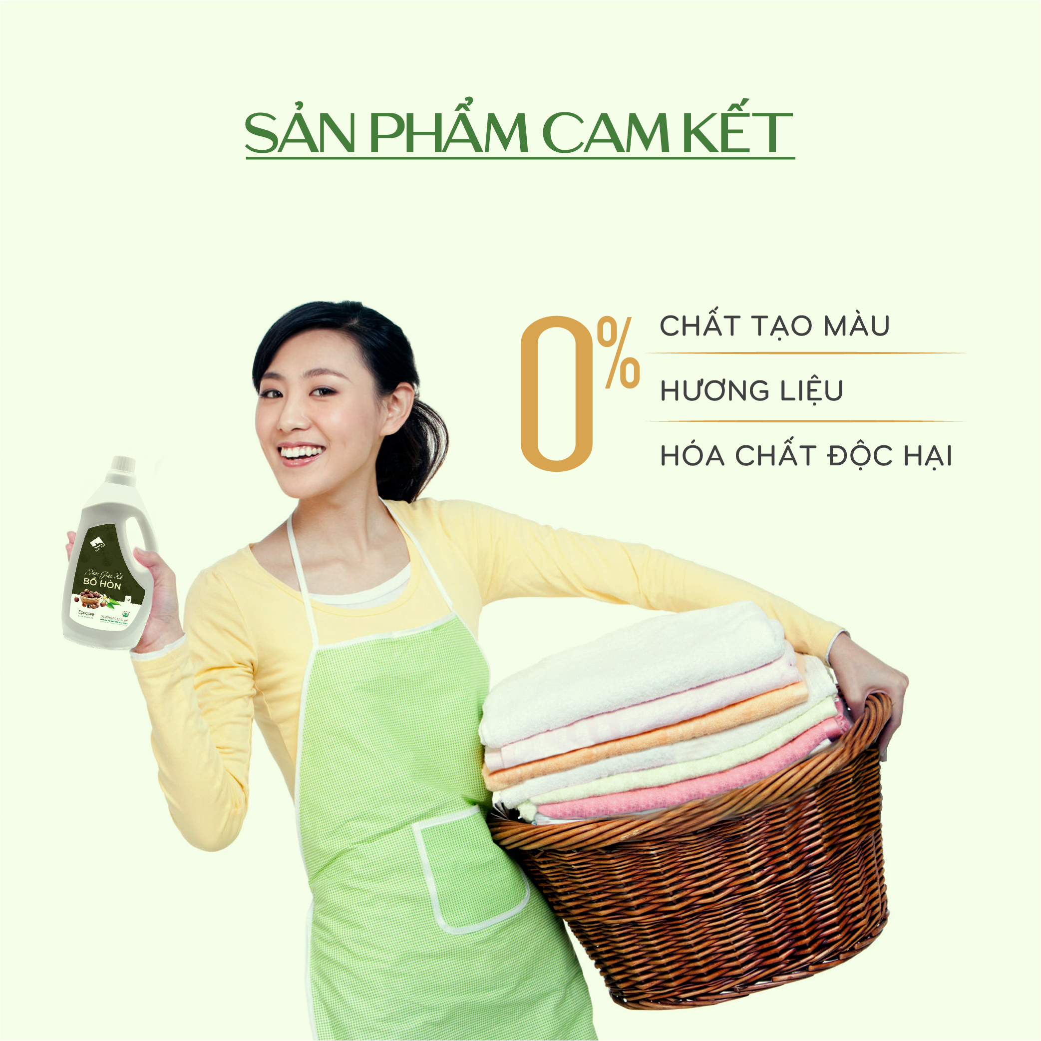 Nước giặt xả hữu cơ Bồ Hòn tinh dầu Hoa Bưởi chai 2000ml