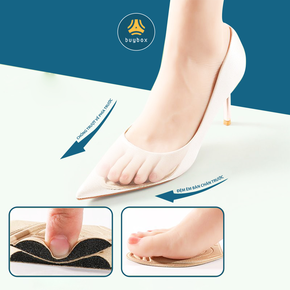 Lót giày 4D đệm êm vòm ngang lòng bàn chân và các ngón chân, chống trượt bàn chân về phía trước - buybox - BBPK181