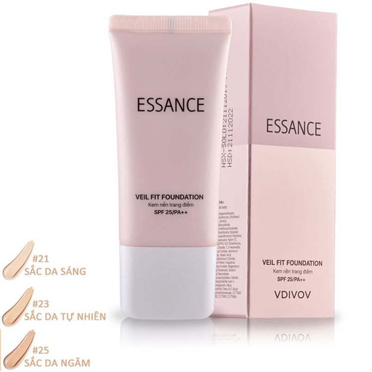 Kem Nền Bền Màu Che Khuyết Điểm Toàn Diện Essance Veil Fit Foundation SPF25 PA++ 30ml