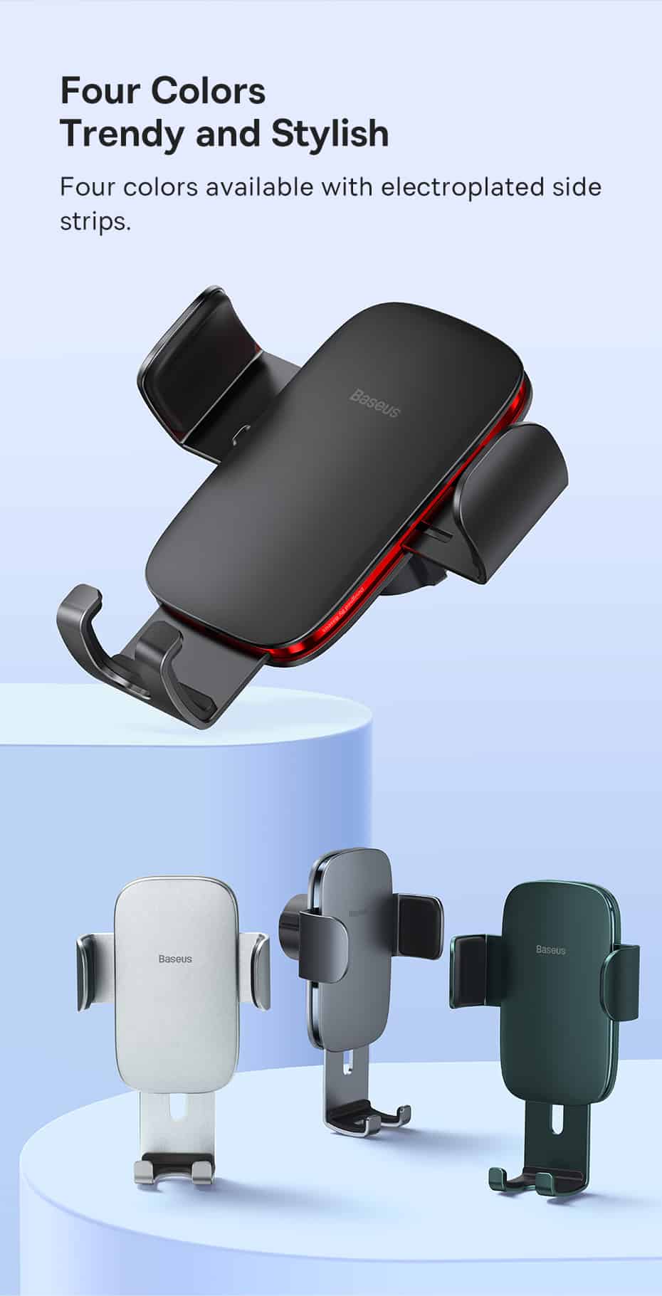 Kẹp Điện Thoại Giá Đỡ Điện Thoại Trên Ô Tô Xe Hơi Gắn Cửa Gió Baseus Metal Age II Sang Trọng Hiện Đại - Hàng Chính Hãng