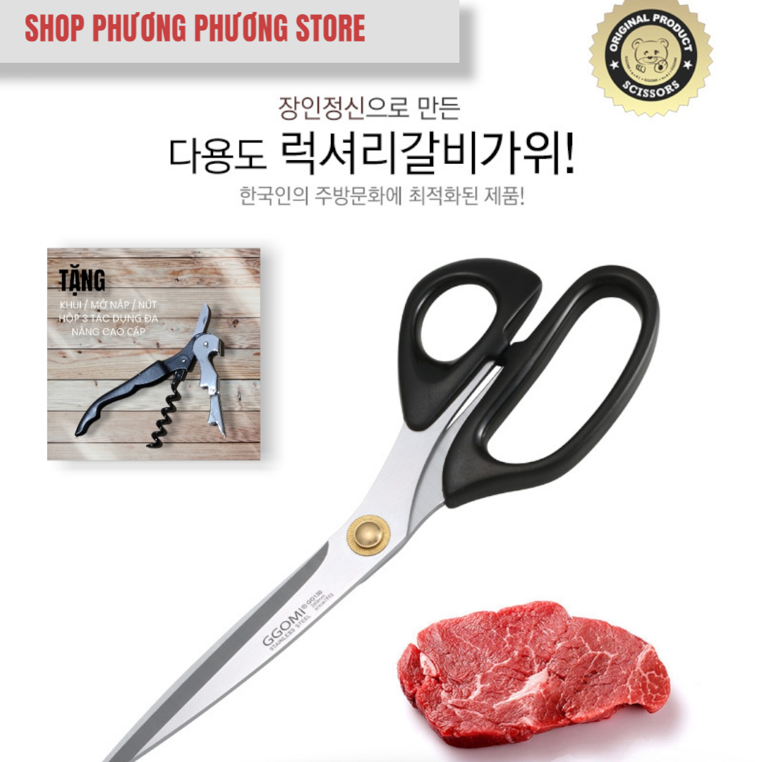 Kéo Xịn GGOMI Hàn Quốc Nhà Bếp Kéo Cắt Gà Cắt Đồ Đa Năng Cao Cấp ( Tặng Khui Hộp 3 in 1 )