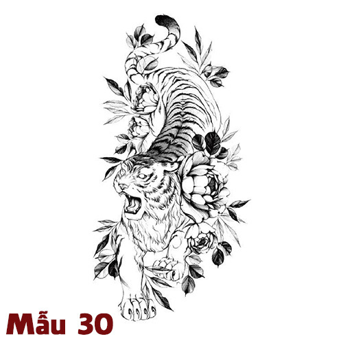 Hình Xăm To Miếng Dán Tạm Thời Tattoo Chống Nước Lâu Trôi Quyến Rũ