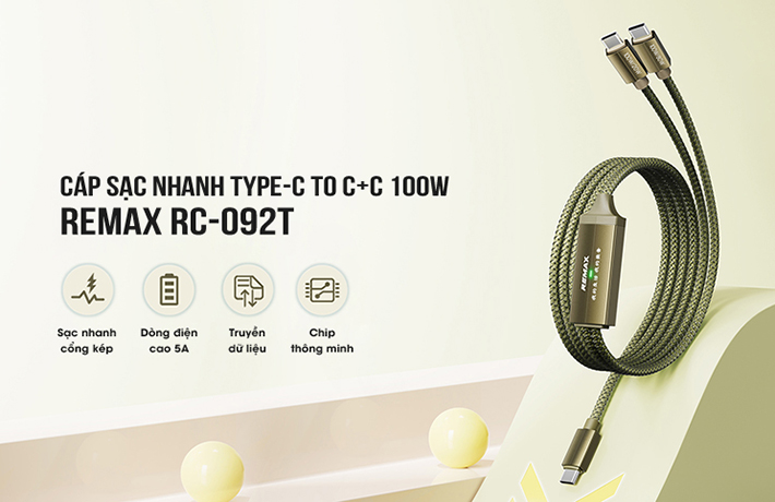 Mua Cáp Sạc Nhanh Đa Năng 2in1 Type C to C+C 100W Remax RC-092t Hàng Chính  Hãng Remax tại Remax Việt Nam | Tiki