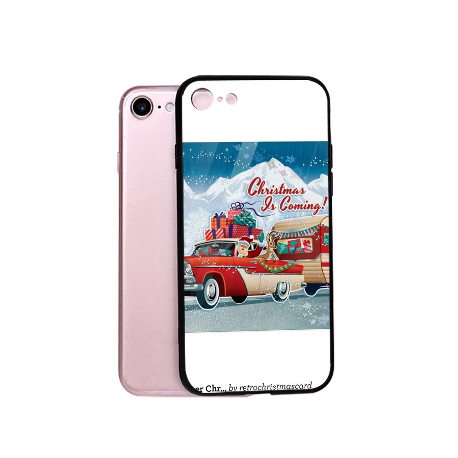 Ốp điện thoại kính cường lực cho máy iPhone 7 / 8 - giáng sinh đầm ấm MS GSDA008