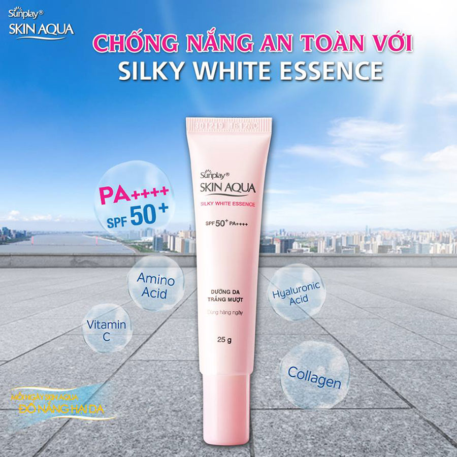 Tinh Chất Chống Nắng Dưỡng Trắng Sunplay Skin Aqua Silky White Essence SPF 50+ PA+++ (25g)