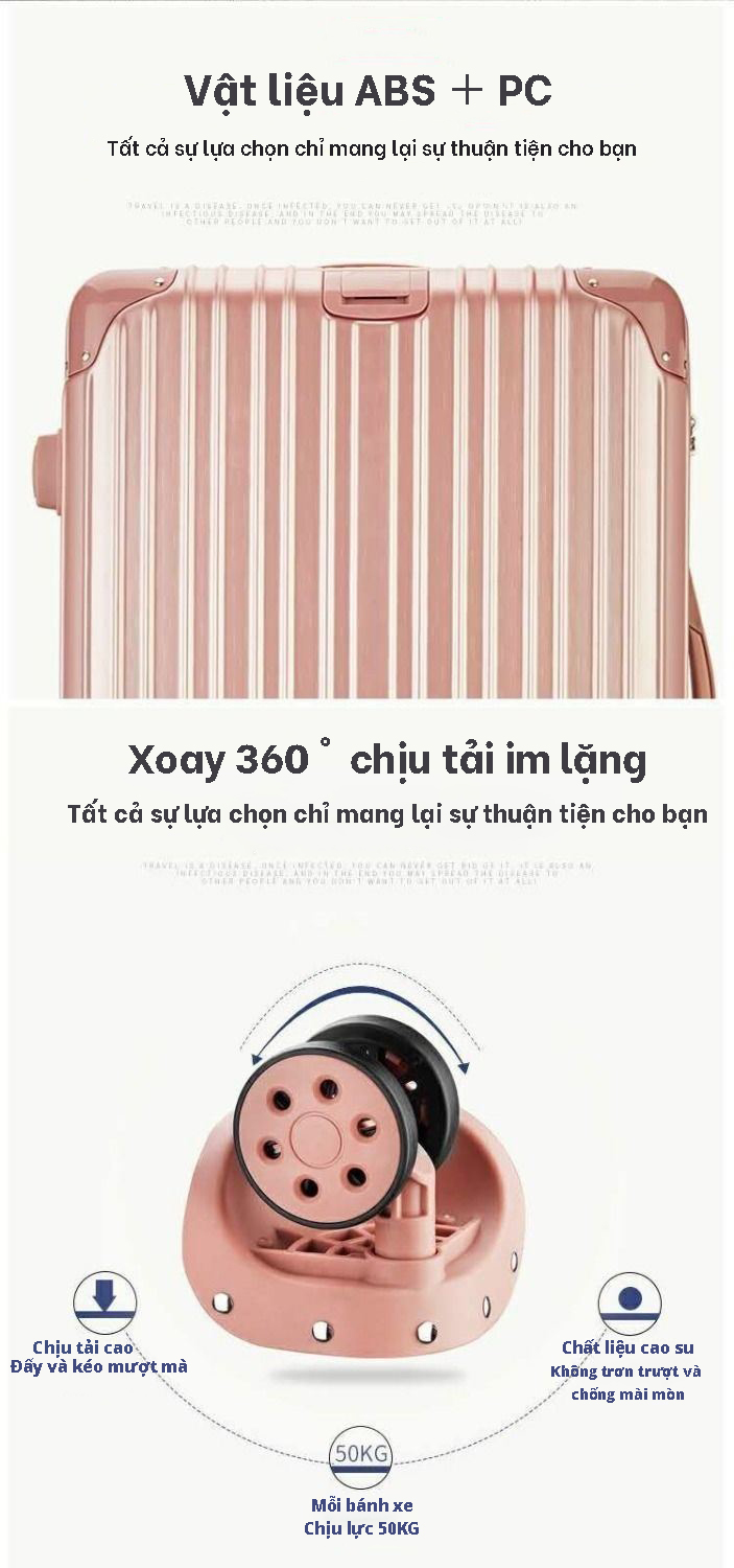 Vali du lịch Sea Choice chất liệu ABS+PC Size 20/24'' có khóa TSA Bánh xe 360° Dây kéo YKK chống nước có 3 màu- Bảo hành 3 năm