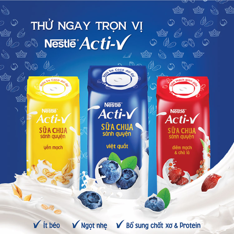 Thùng 24 Hộp Sữa Chua Nestlé Acti-V Yến Mạch (180ml/Hộp) - Tặng gối cổ cao cấp Acti-V